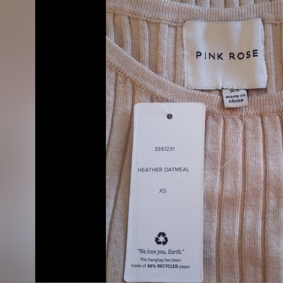 Pink Rose NWT Ribbed Knit Heather Oatmeal Coastal Casual Comfy Beach Maxi Dress - Picture 4 of 5